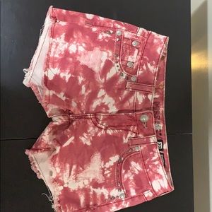Red tye dye Miss me shorts